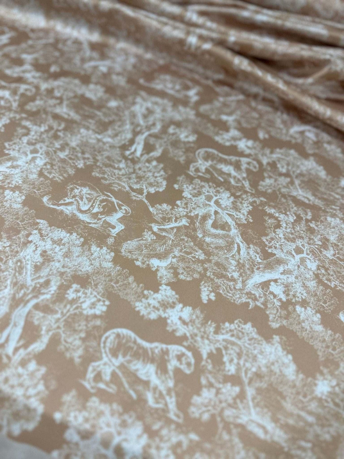 Beige Wild Forest Pattern Fabric by Metre