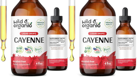 Wild & Organic Cayenne Pepper Tincture - Digestive Support, 4 oz x 2 - Vegan, Alcohol-Free