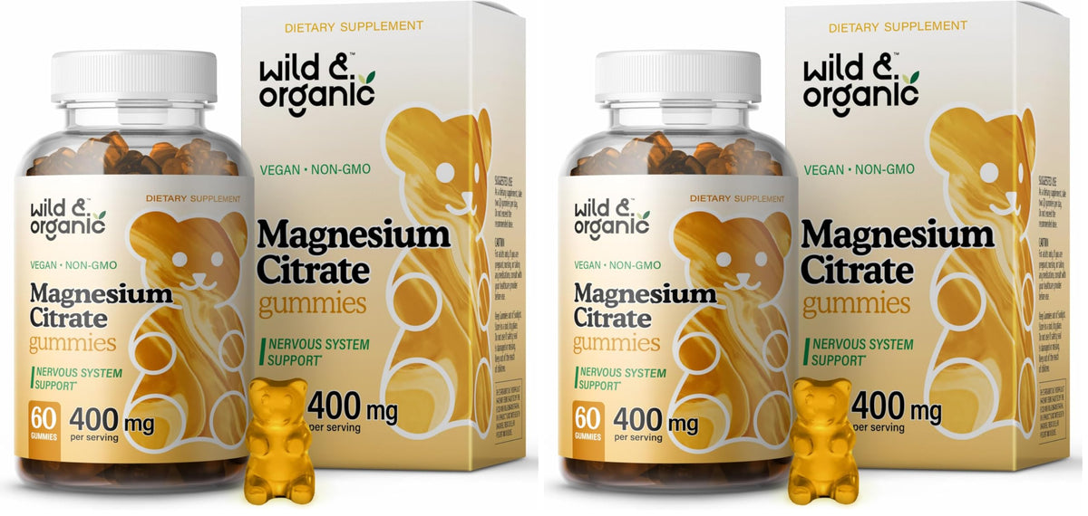 Wild & Organic Magnesium Citrate Gummies 400 mg | Mood & Calm Support (Pack of 2)