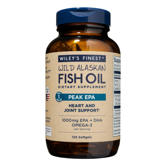 Wiley's Finest Peak EPA Wild Alaskan Fish Oil - Triple Strength 1000mg EPA/DHA - 120 Softgels