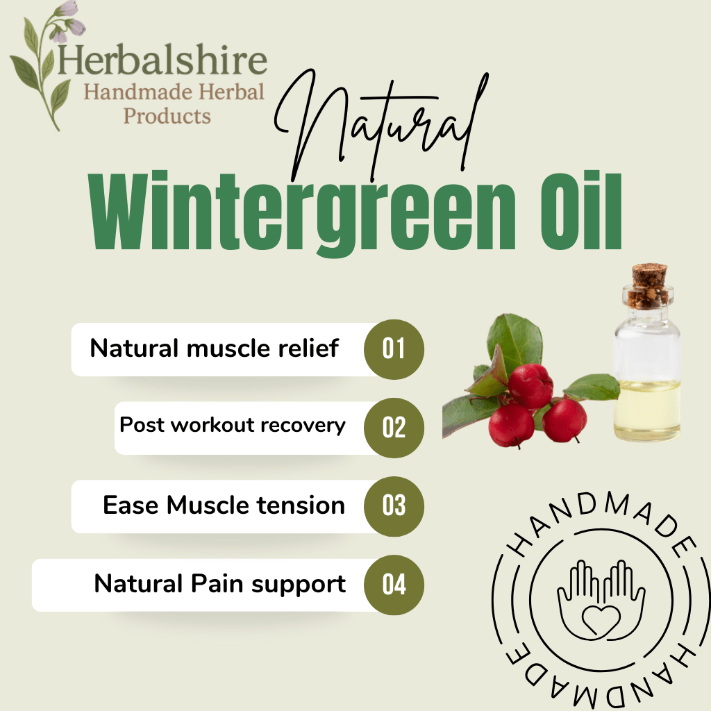 Herbalshire Pure Wintergreen Essential Oil – Natural Muscle & Joint Relief (10ml / 30ml / 100ml)