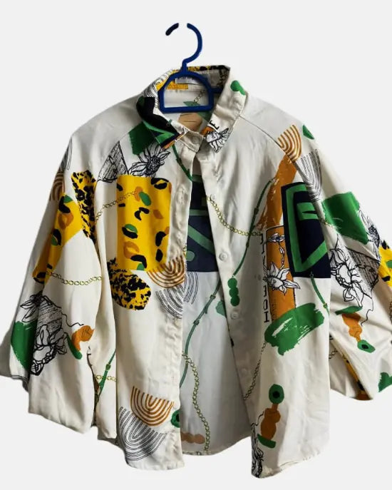 Womens Tops with Green and Yellow Print