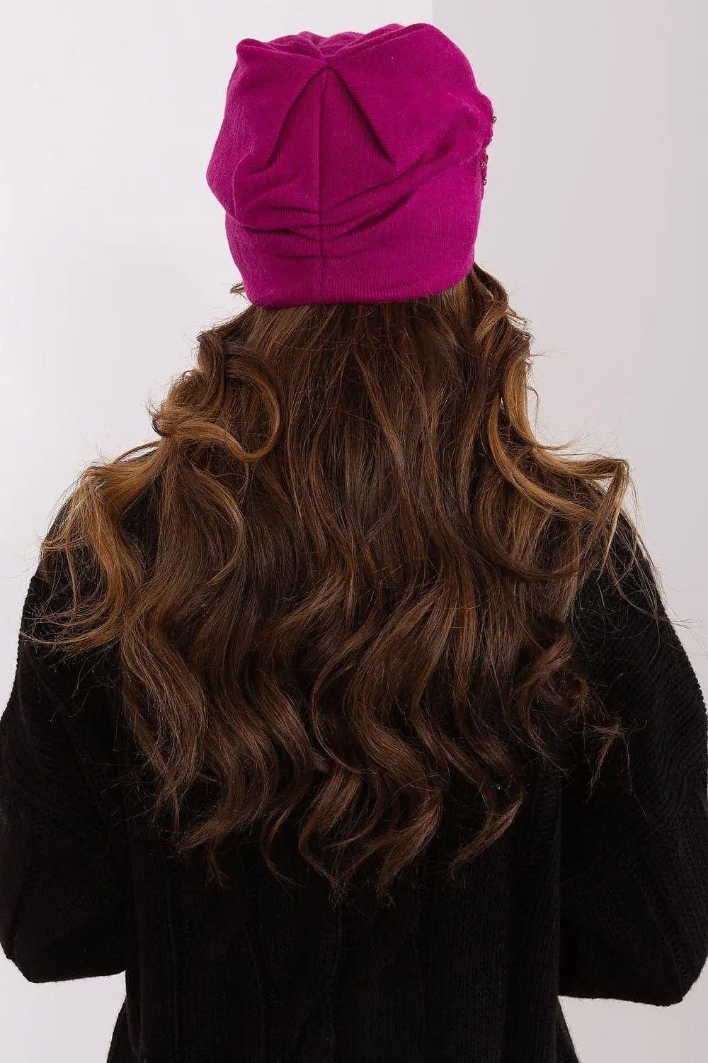 Women's Warm Winter Hat – Smooth Knit with Side Appliqué