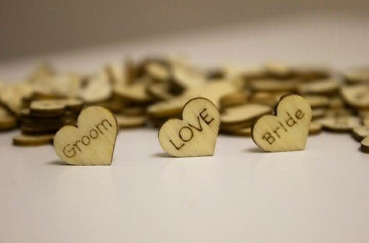 200 x Small Rustic Wooden Wedding Hearts Table Decorations