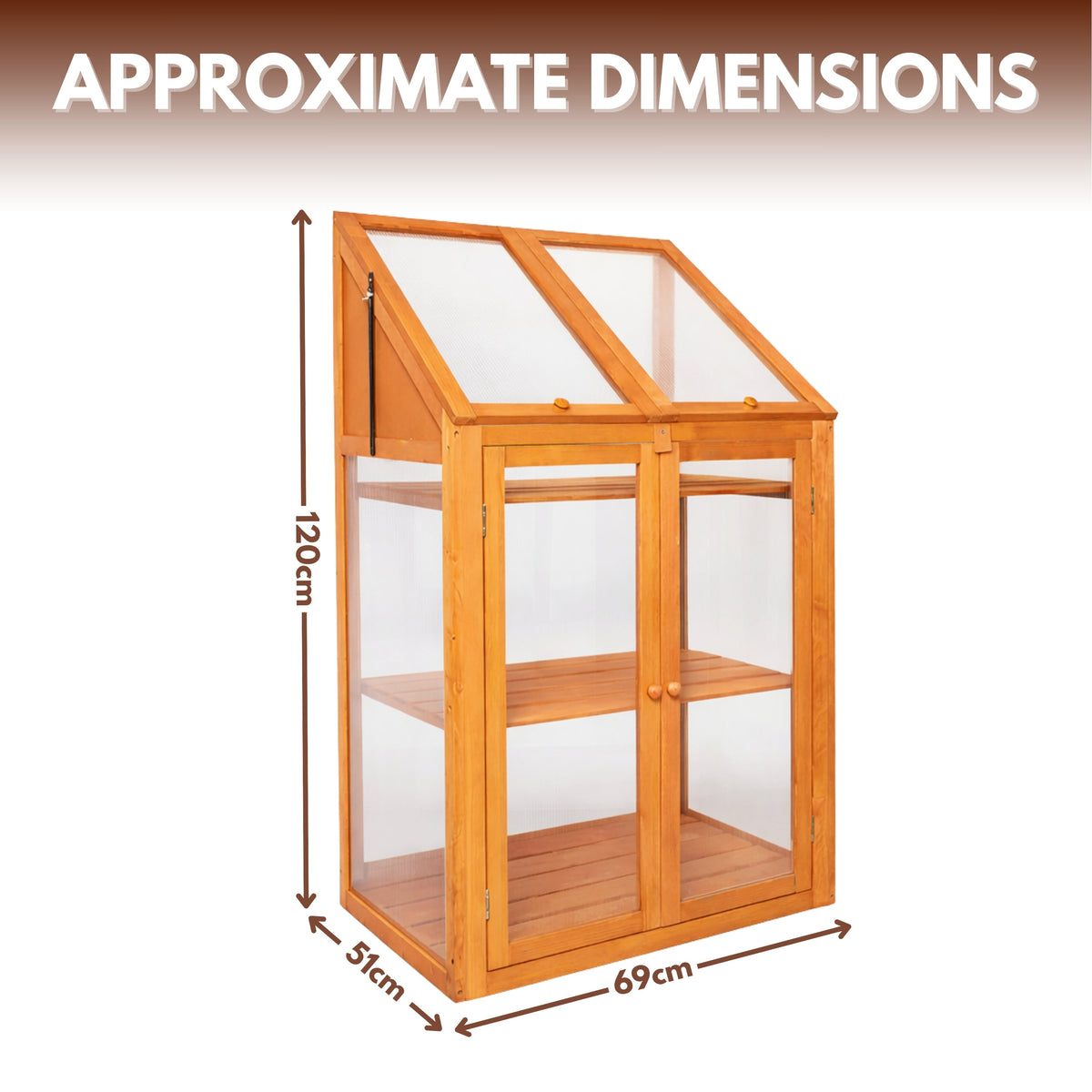Large 3 Tier Wooden Garden Greenhouse with Polycarbonate Panels