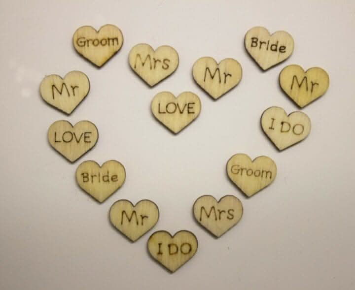 Rustic Wooden Wedding Hearts Table Confetti Decorations 200pc