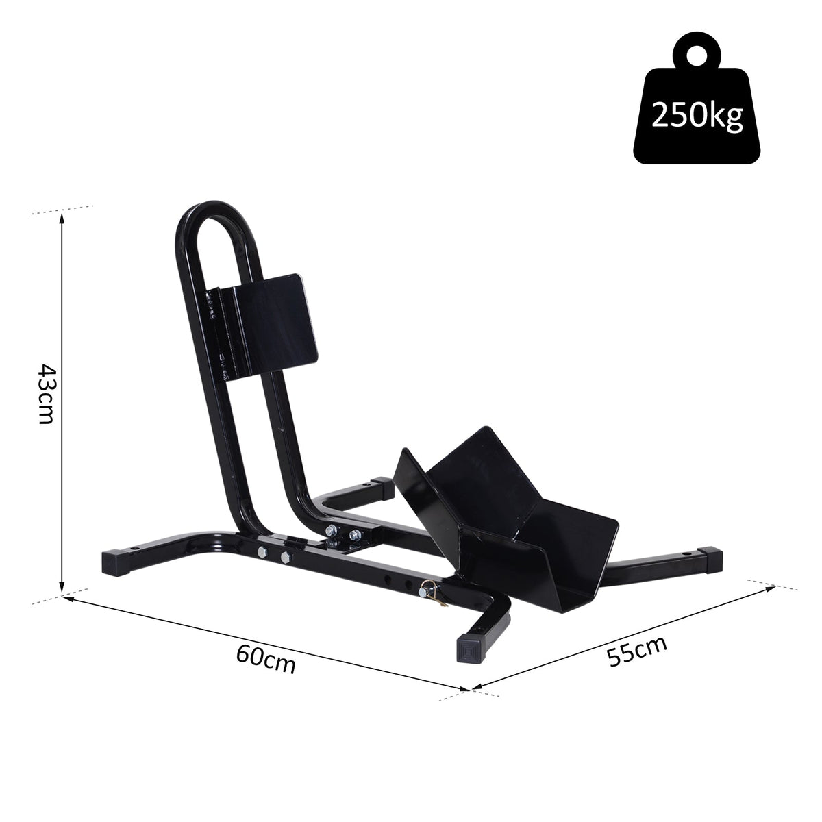 Premium Metal Motorcycle Wheel Chock Holder | HOMCOM | Pre-Drilled Holes | Adjustable | 17"-21" Tires | Rubber Caps