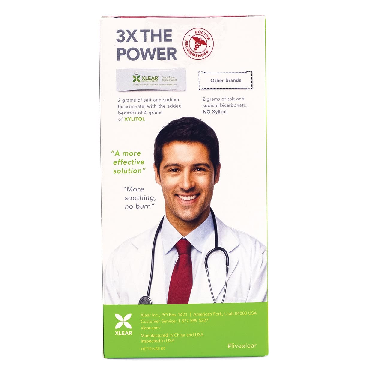 Xlear Natural Xylitol Nasal Irrigation System with 6 Saline Packets & Sinus Rinse Bottle – Pack of 2