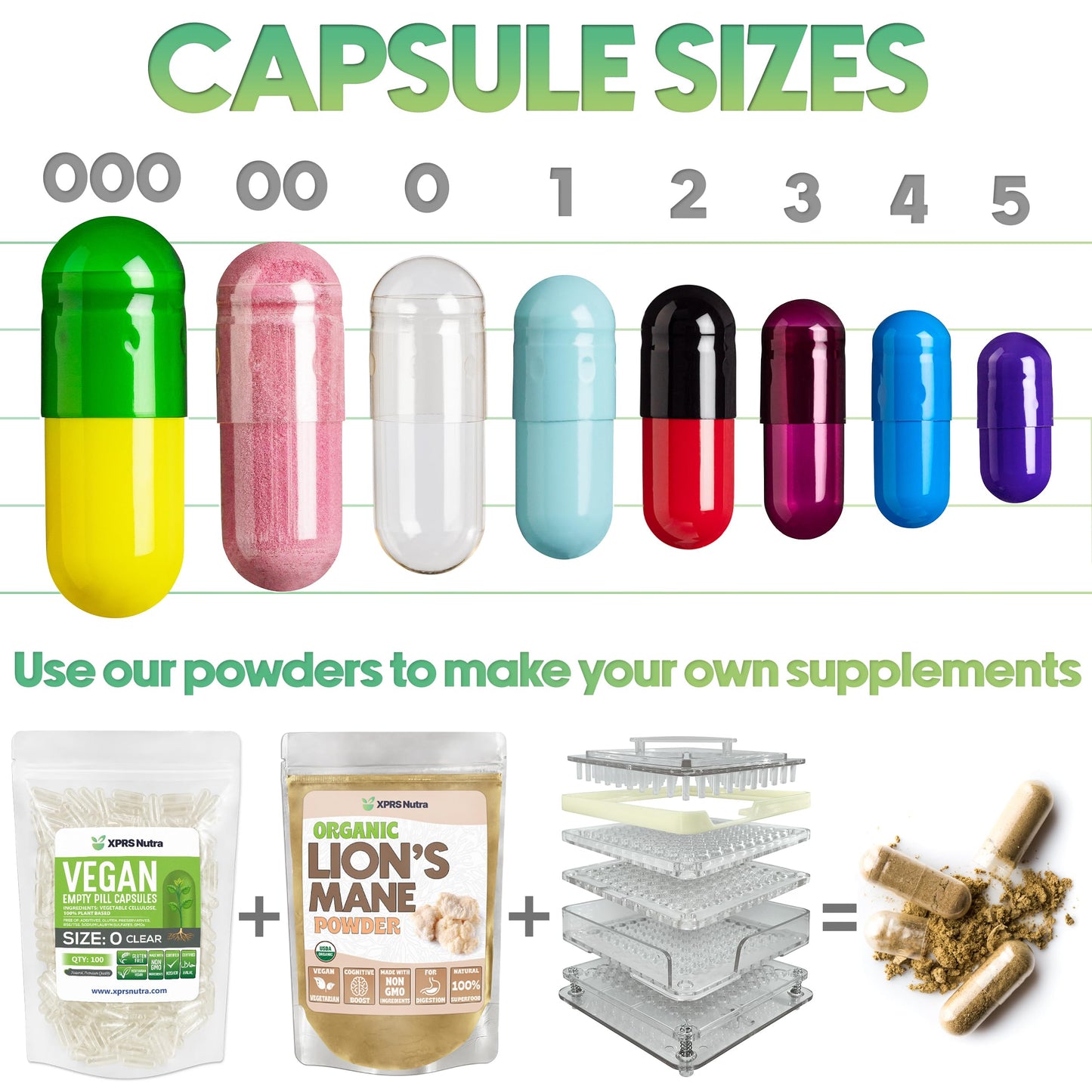 XPRS Nutra Vegan Size 00 Separated Capsules – 1000 Count | Empty Capsules for DIY Filling