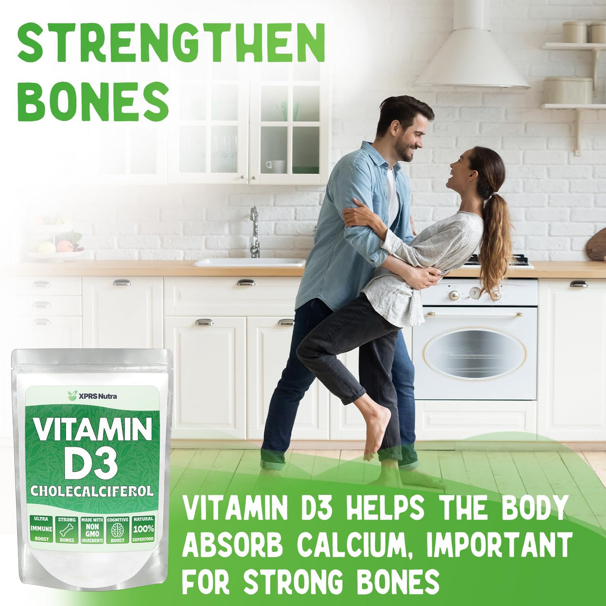 XPRS Nutra Vitamin D3 Powder (Cholecalciferol) - Unflavored 8 oz Pack of 6