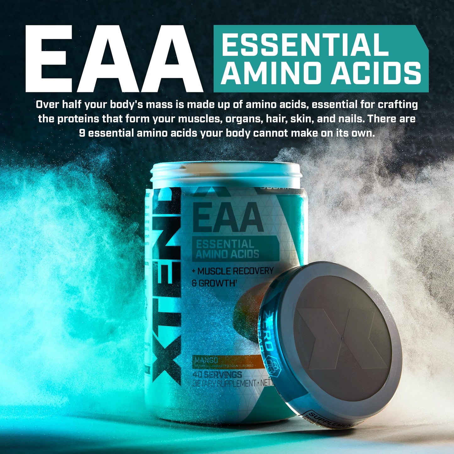 Xtend Scivation EAA + BCAA Powder - 9 Essential Amino Acids, 10g EAAs per 2 Servings, Blood Orange