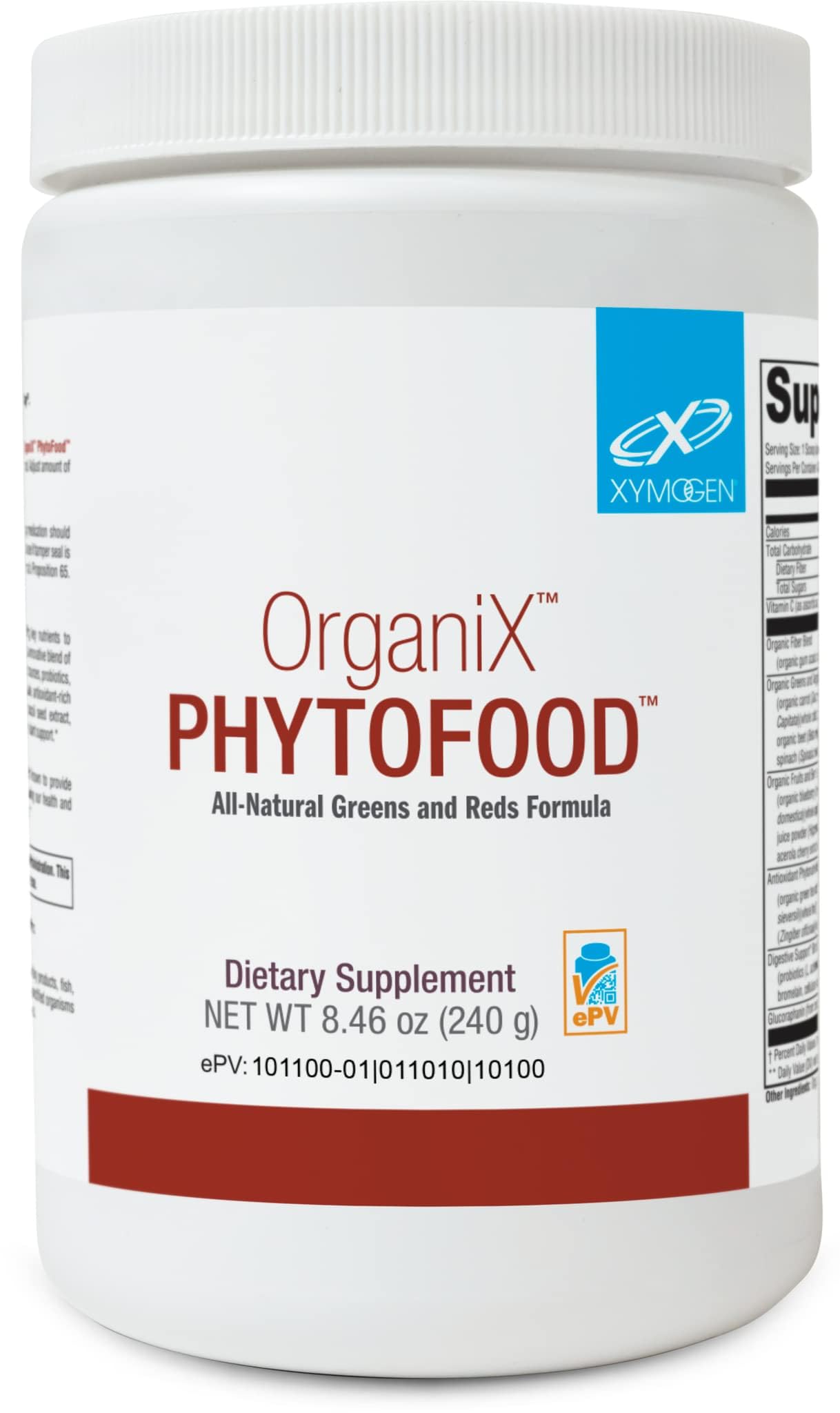 XYMOGEN OrganiX Phytofood - Reds and Greens Superfood Powder with Vitamin C - Fruits and Vegetables Supplements to Support Digestive Health - Organic & Gluten Free (30 Servings)