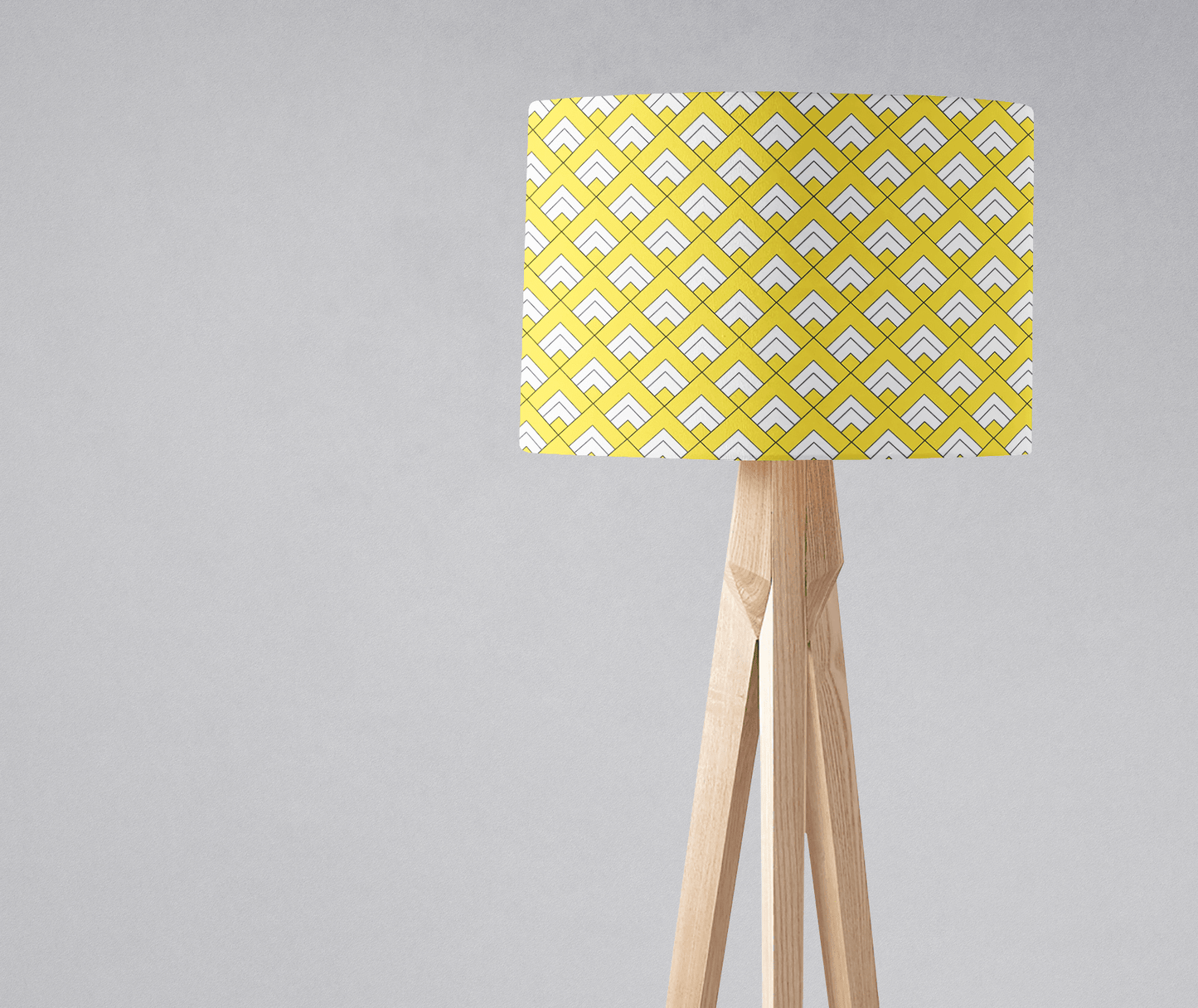 Yellow and White Drum Lampshade, Victorian Tiles Design Shade for Table, Floor or Ceiling Pendant Light