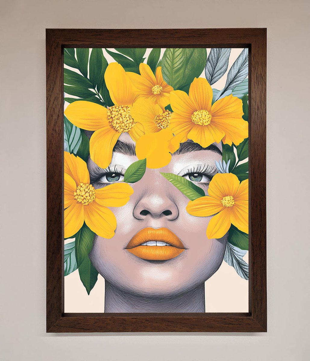 Yellow Flowers Head Framed Poster