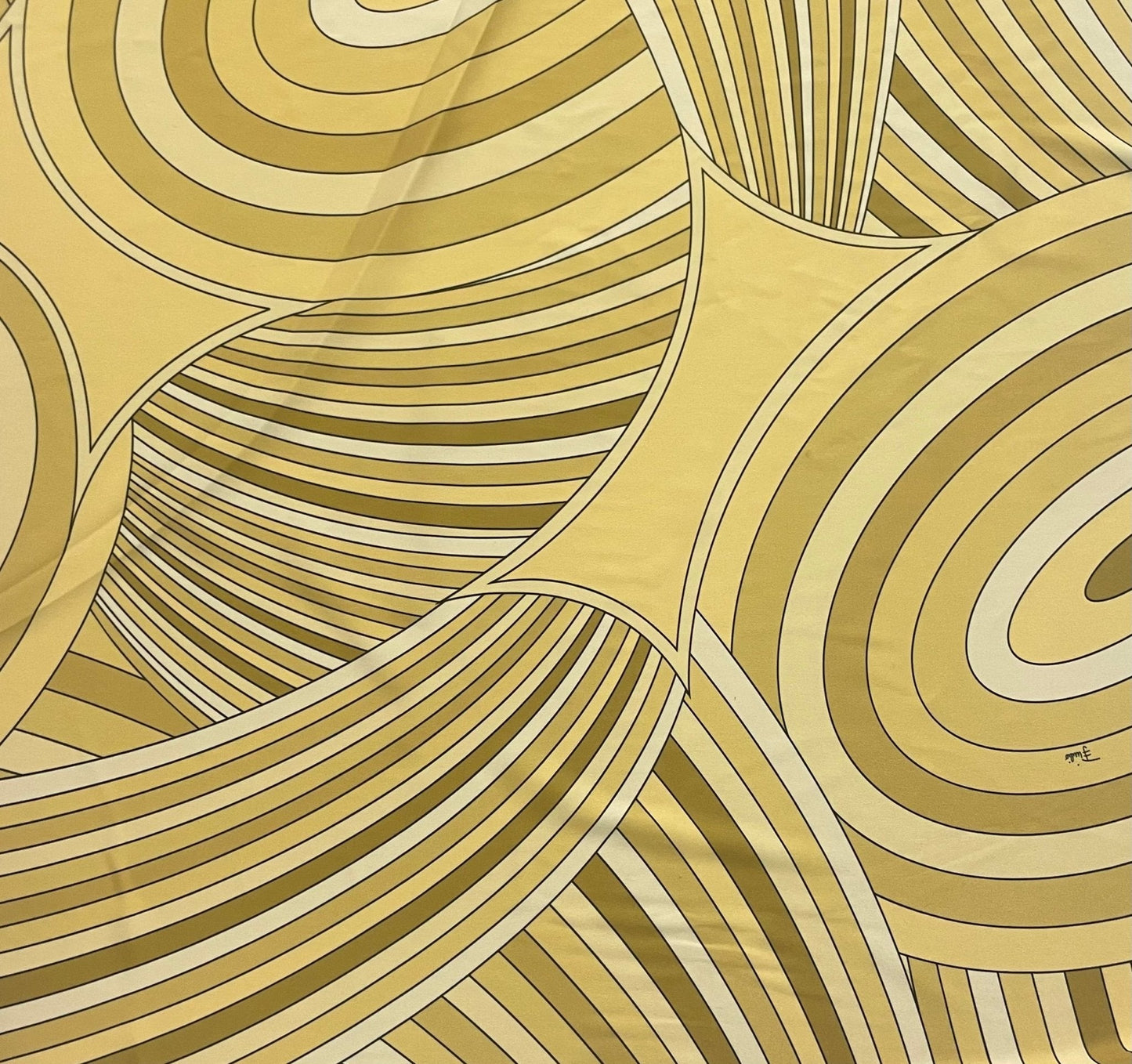 Yellow Retro Geometric Abstract Print Fabric by the Metre