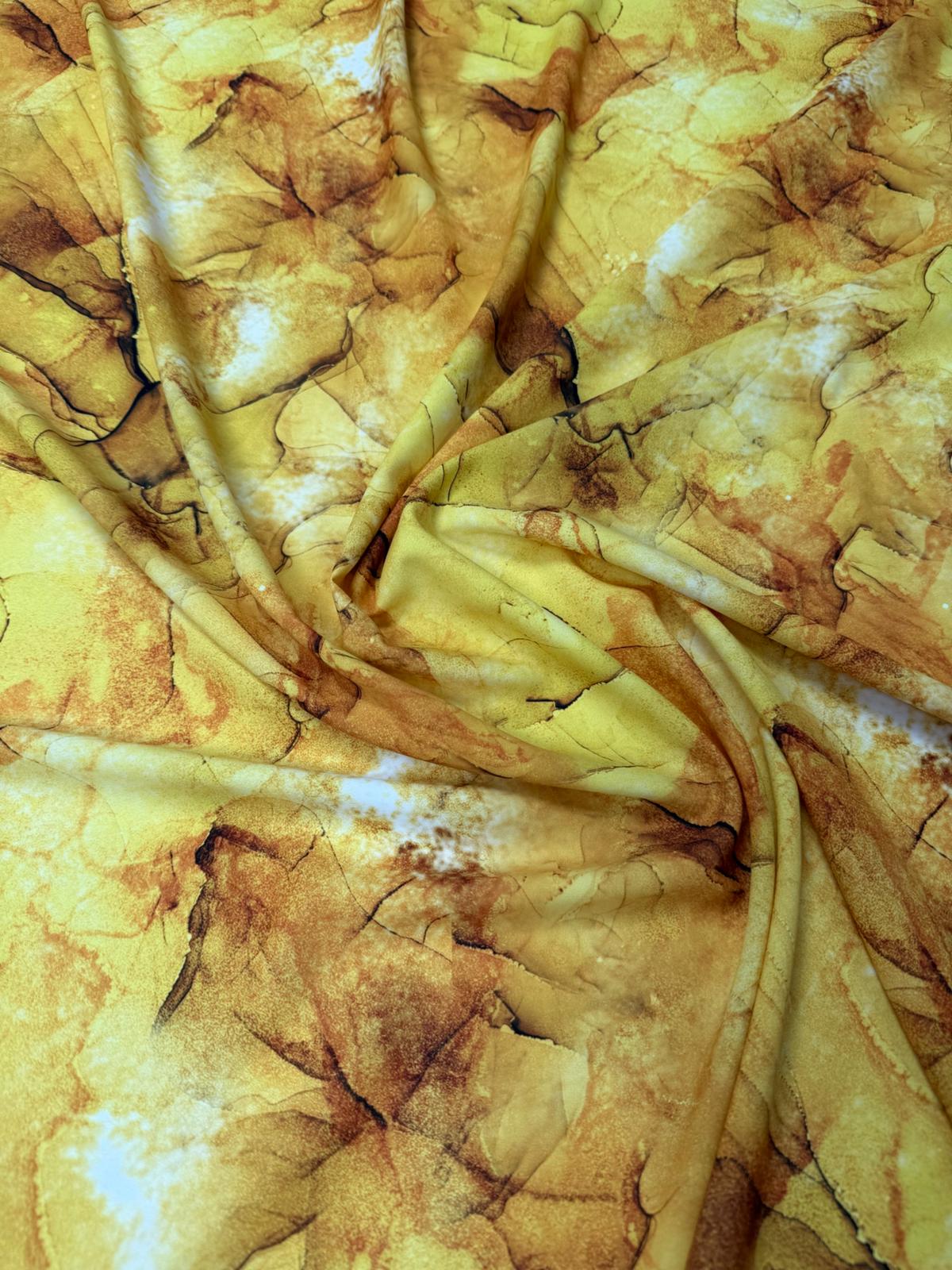 Yellow Tie Dye Fabric Sold by Metre