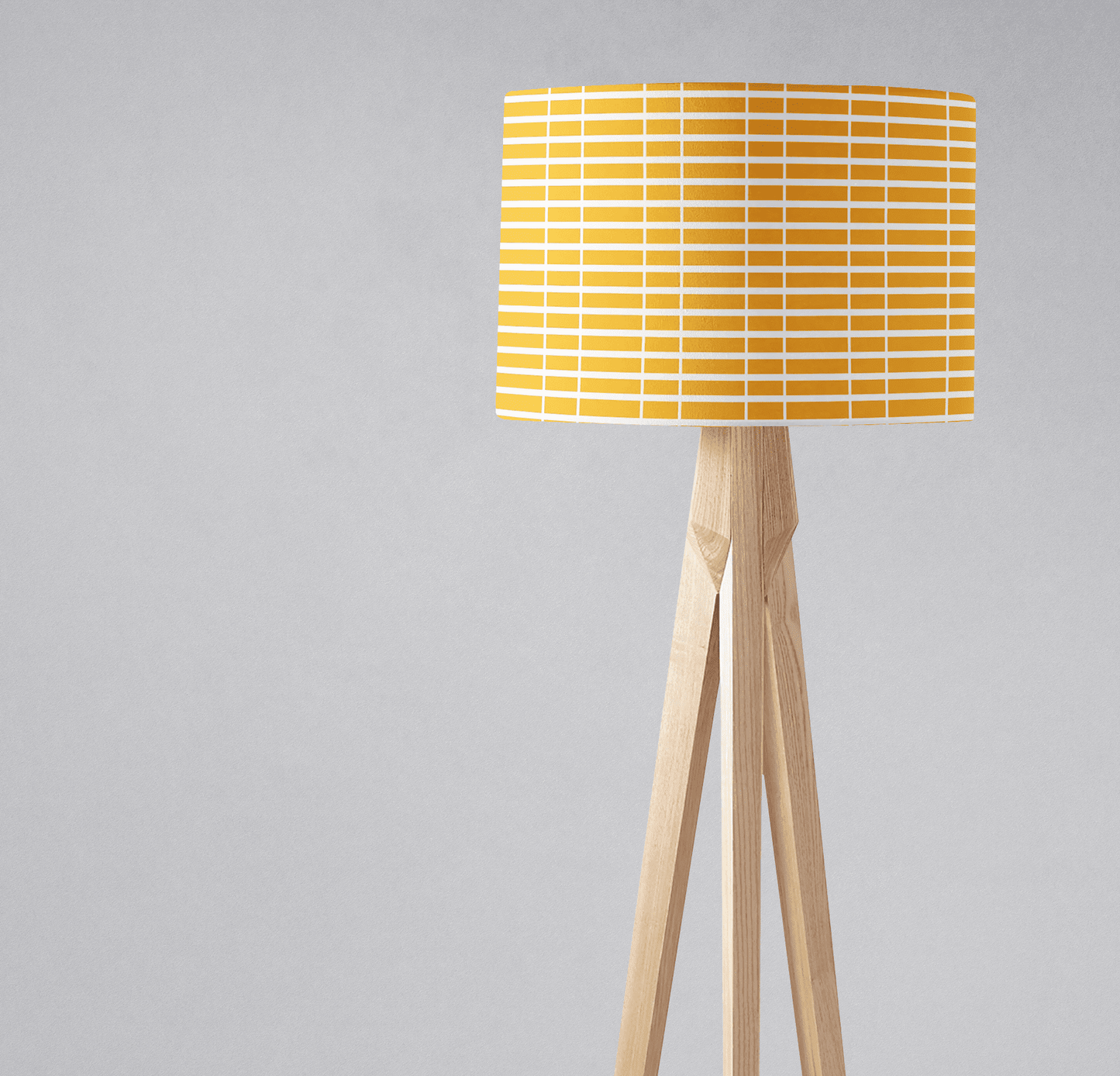 Yellow Drum Lampshade, White Geometric Stripe Design Shade for Table, Floor or Ceiling Pendant Light
