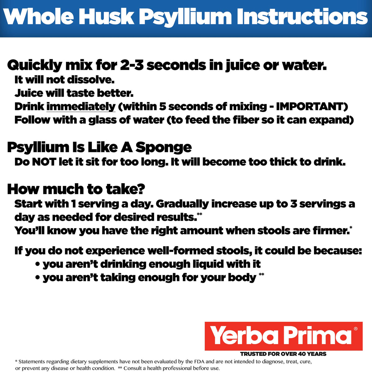 Yerba Prima Psyllium Husk 12 oz (Pack of 2) – Colon Cleanser Fiber Supplement for Gut Health | Non-GMO, Gluten Free, Vegan