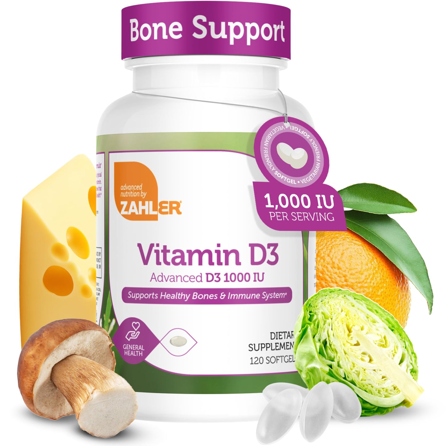Zahler Advanced Vitamin D3 1000 IU Softgels – 120 Count | Kosher & Vegetarian
