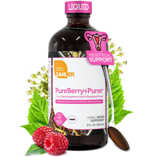 Zahler PureBerry+Purse | Red Raspberry Leaf & Sheperd's Purse | Uterine Health Support | Certified Kosher | 8OZ