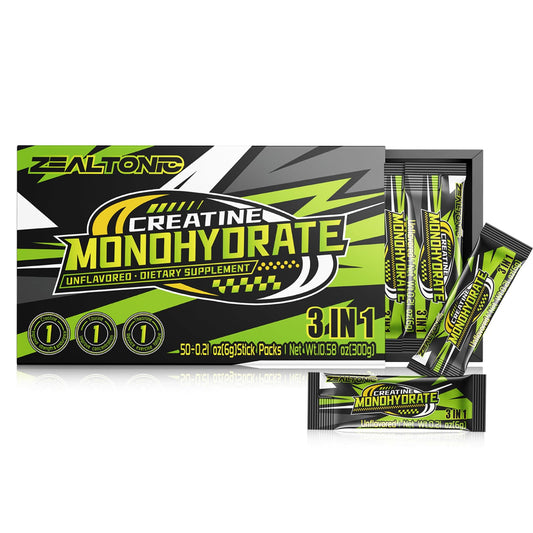 Zealtonic 5000mg Creatine Monohydrate Pack – 100 Servings with Taurine & L-Theanine