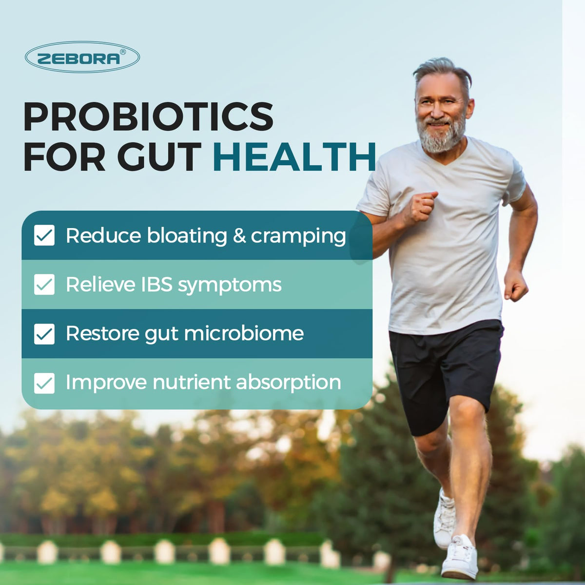 ZEBORA Probiotics for Men with Prebiotics – 60B CFU, 10 Strains, 90 Tablets (Pack of 2)