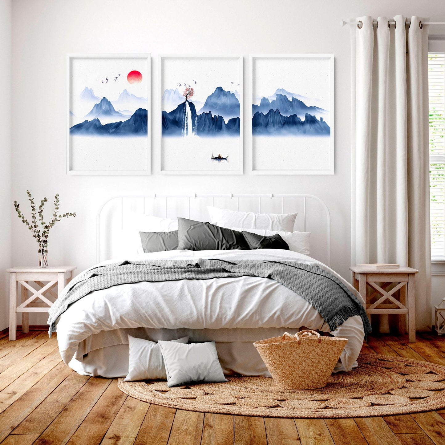 Zen decor for bedroom | set of 3 Japanese wall art prints