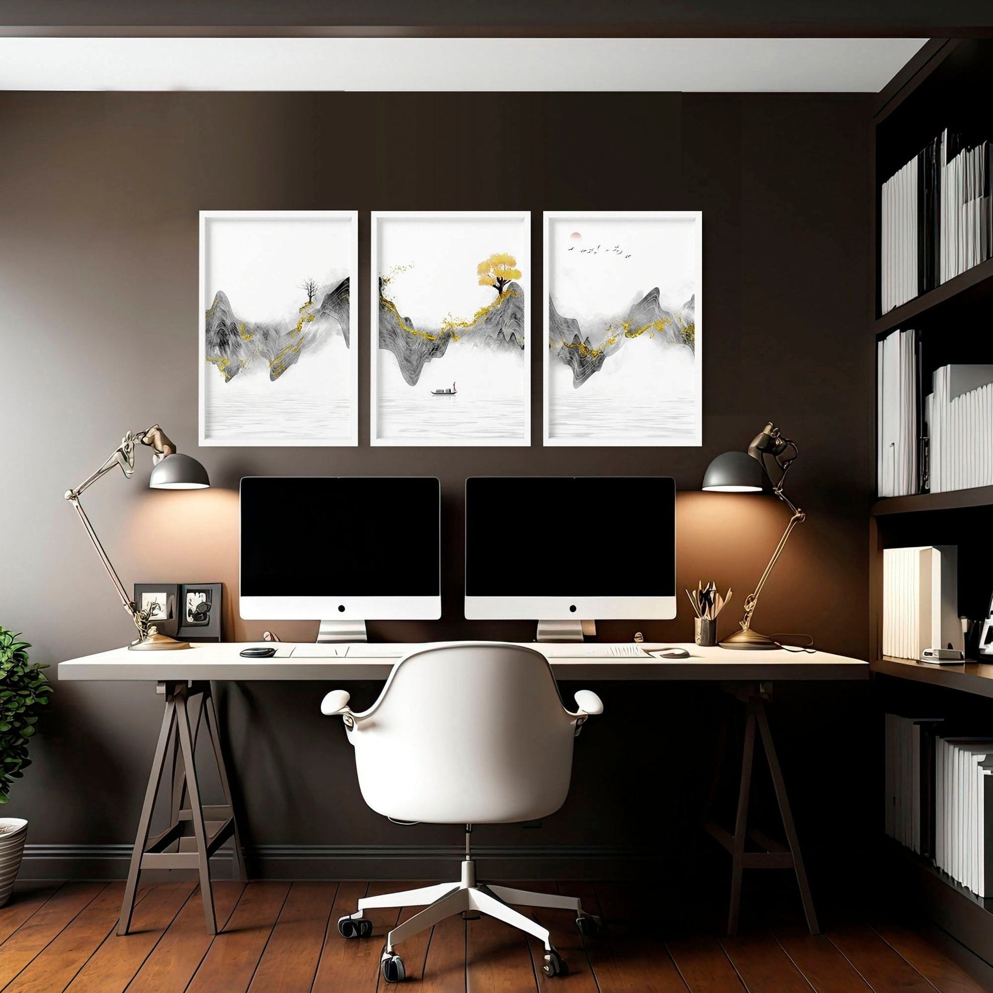 Office walls decor | set of 3 framed wall art