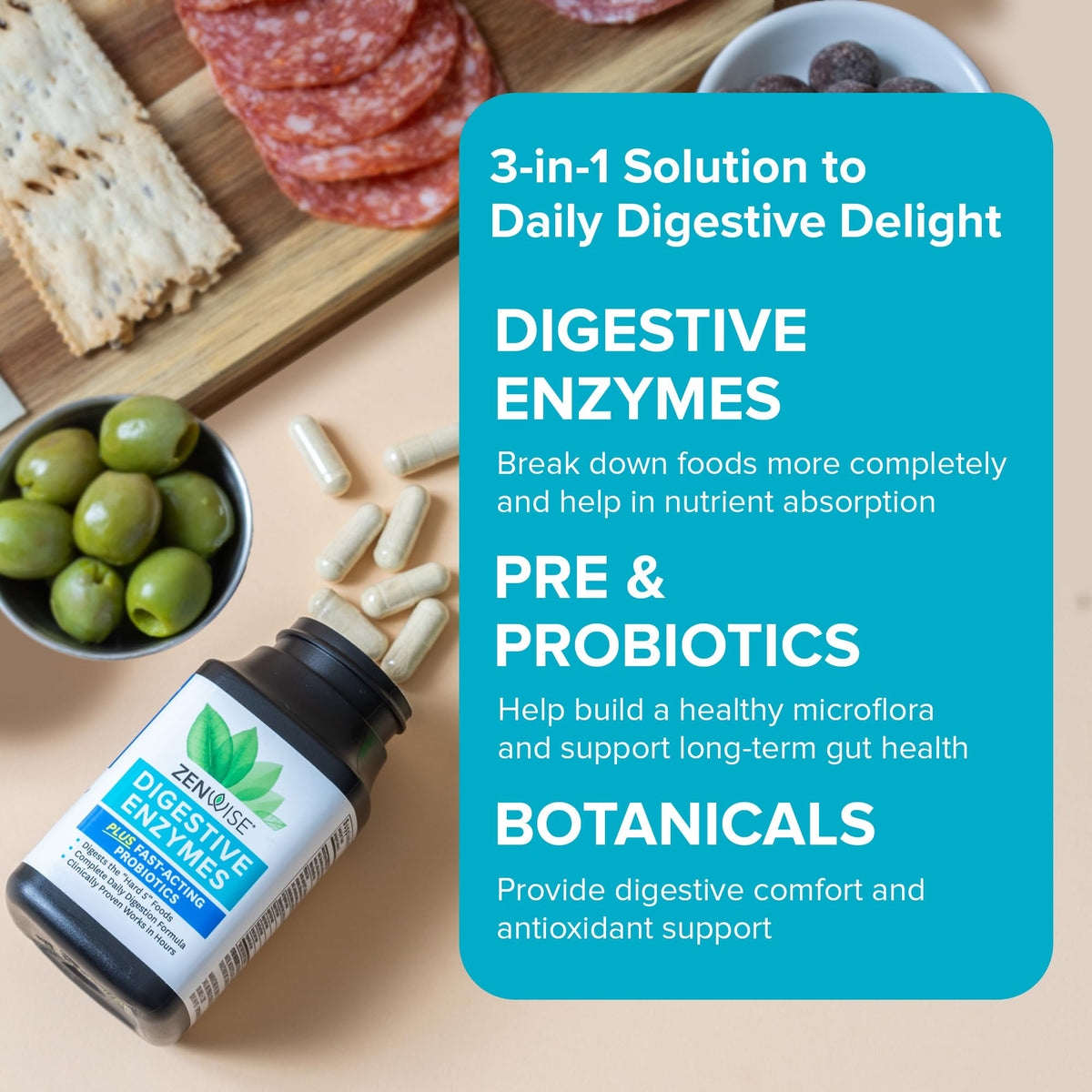 Zenwise Health Digestive Enzymes for Gut Health & Bloating Relief - 180 Count