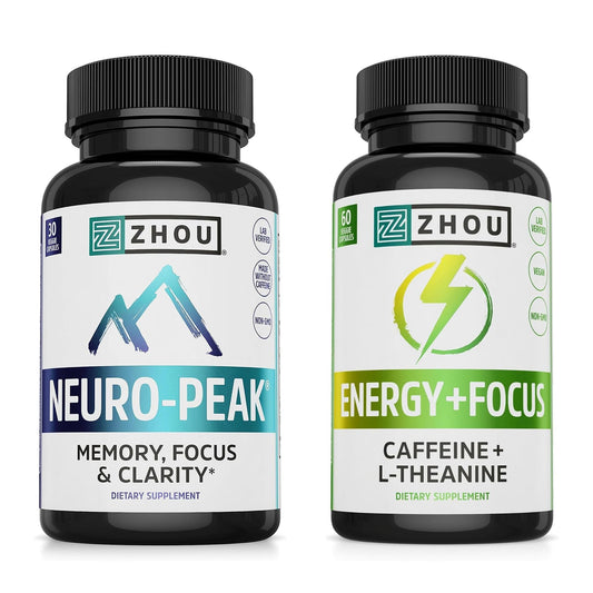 ZHOU Brain & Energy Bundle – Nootropic Memory & Focus (60 + 30 Caps)