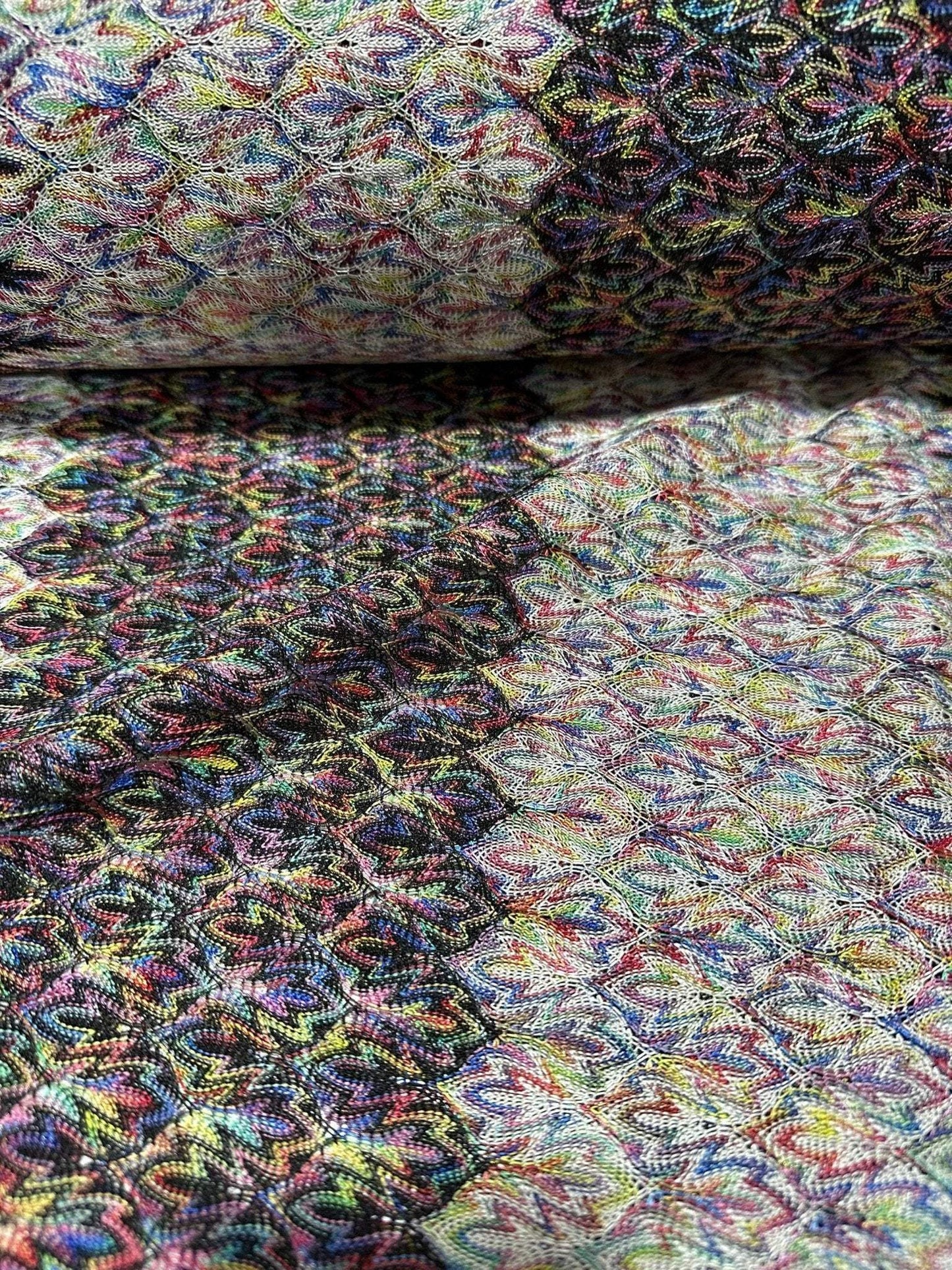 Black and White Zigzag Knit Jersey Fabric