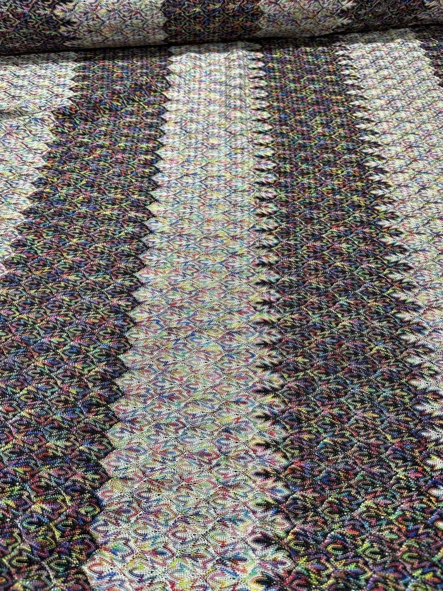 Black and White Zigzag Knit Jersey Fabric