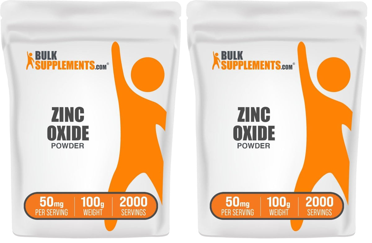 Zinc Oxide Powder – 50 mg Zinc per Serving | Immune Support | Gluten Free | 100 g Pack of 2