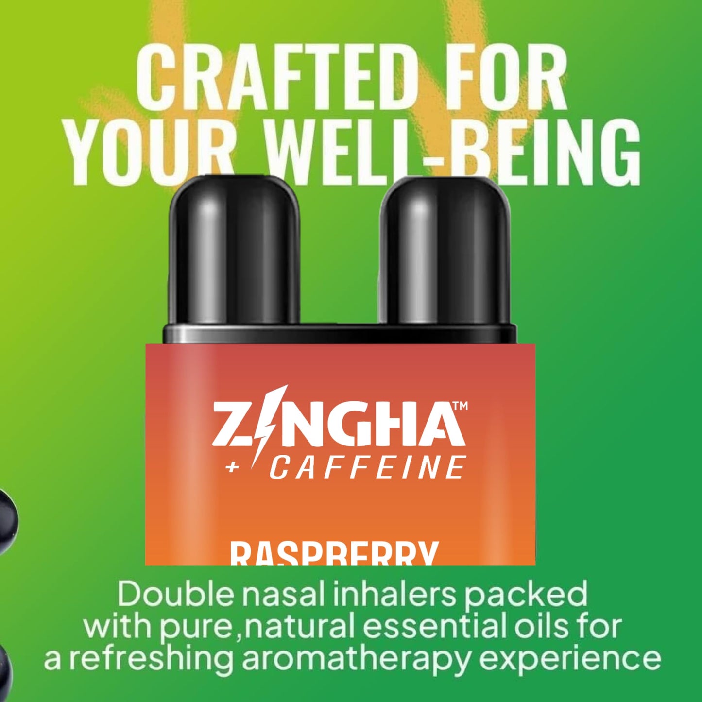 Z!NGHA Caffeinated Aromatherapy Nasal Inhaler Stick – Natural Energy Boost + Caffeine (Tropical Rainbow Blast)