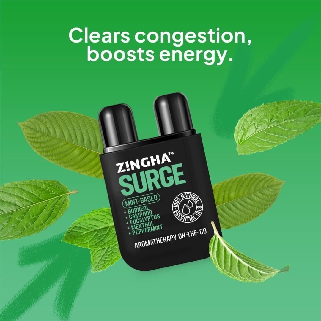 Z!NGHA Natural Aromatherapy Dual Nasal Inhaler Stick – Uplifting Peppermint Eucalyptus Lavender Blend | Portable & Travel-Friendly