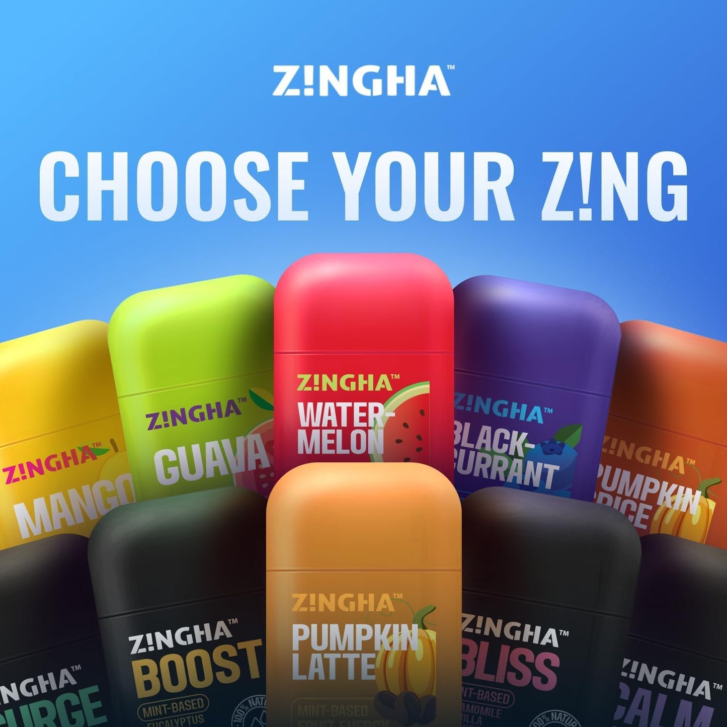 Z!NGHA Natural Aromatherapy Dual Nasal Inhaler Stick – Uplifting Peppermint Eucalyptus Lavender Blend | Portable & Travel-Friendly