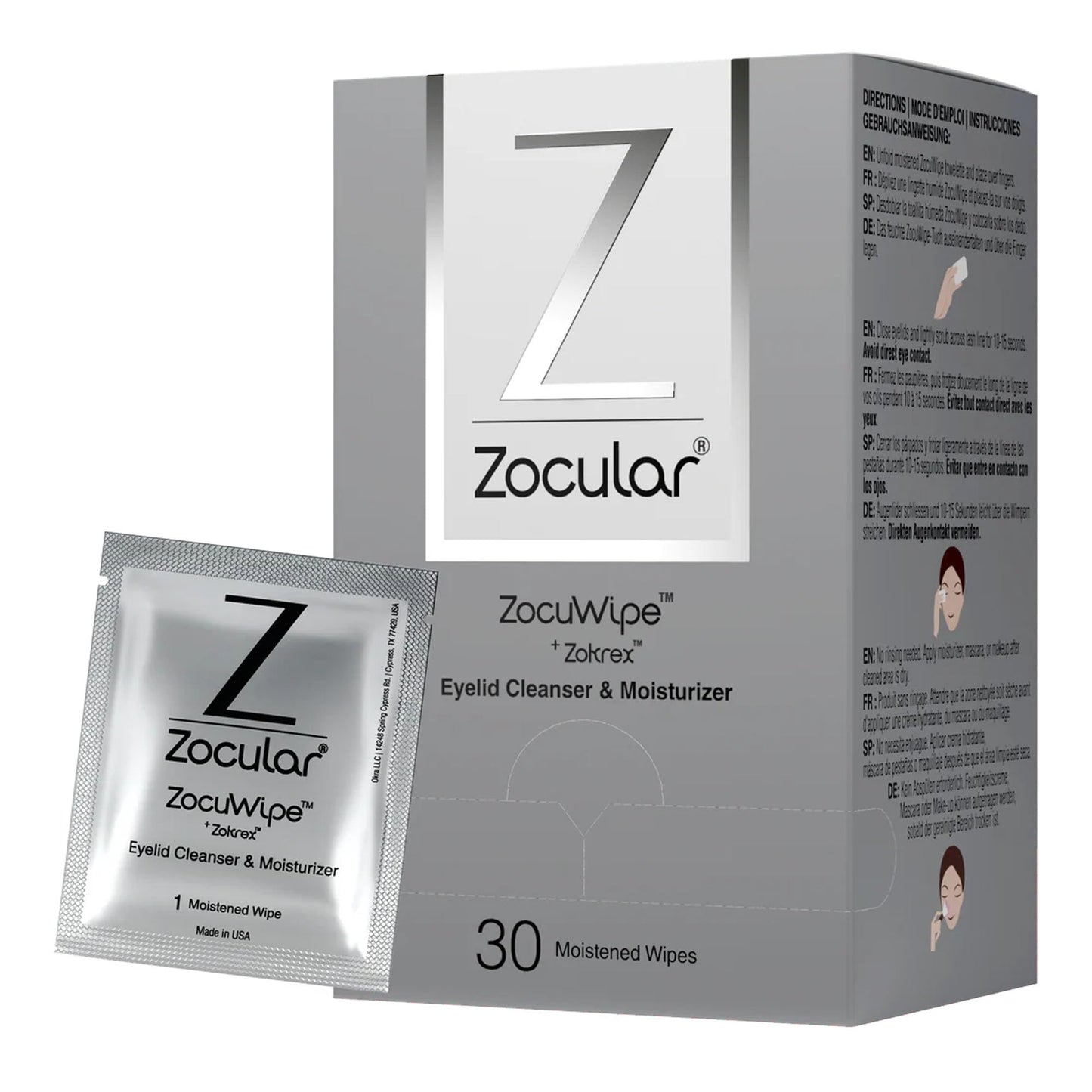 Zocular Zocuwipe Eyelid Wipes with Natural Okra Complex – Eyelid Cleanser & Moisturizer Pads (40ct)