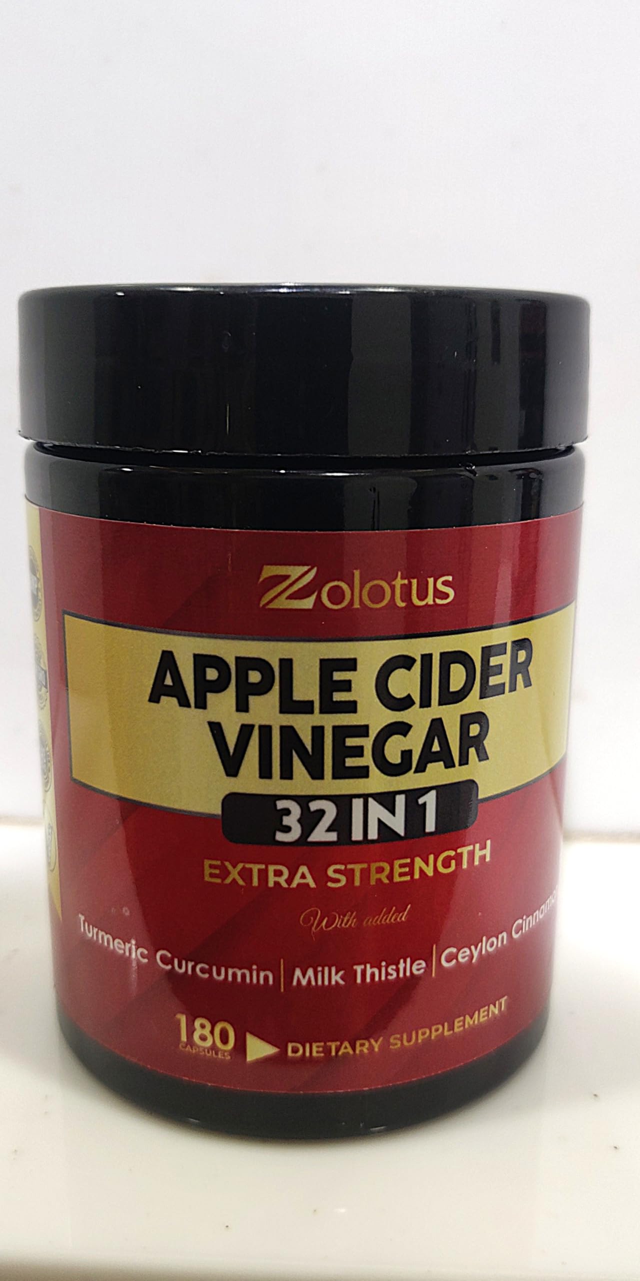 Zolotus 32-in-1 Apple Cider Vinegar Capsules with Turmeric, Cinnamon, Milk Thistle, Elderberry & Quercetin – Supports Digestion & Immune Health (180 Capsules)
