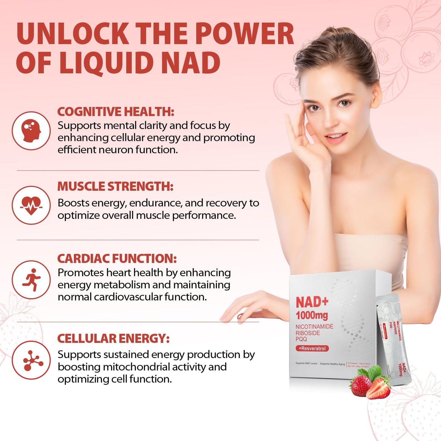 ZOROAHER NAD+ 1000mg Liquid Supplement – NR, Resveratrol & PQQ for Energy & Focus